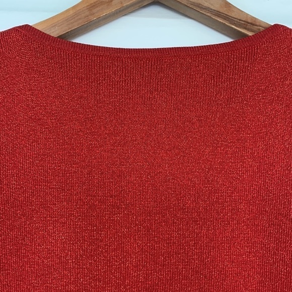 Joseph A || Vintage Red Sequin Metallic Silk Knit Vest M - Picture 9 of 14